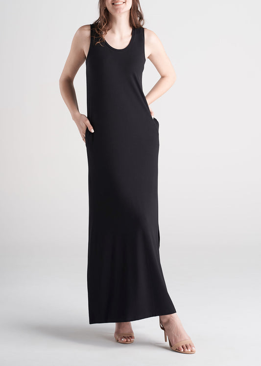 American_Tall_Women_Maxi_Dress_Black-front