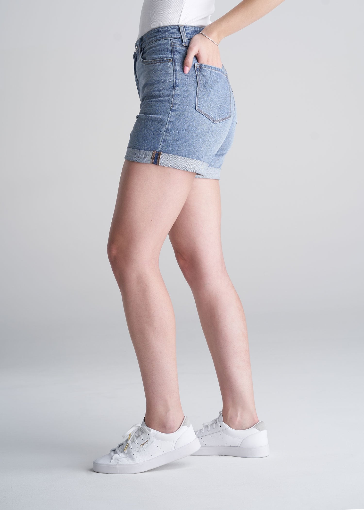 American_Tall_Womens_denim_shorts_Light_Blue-side