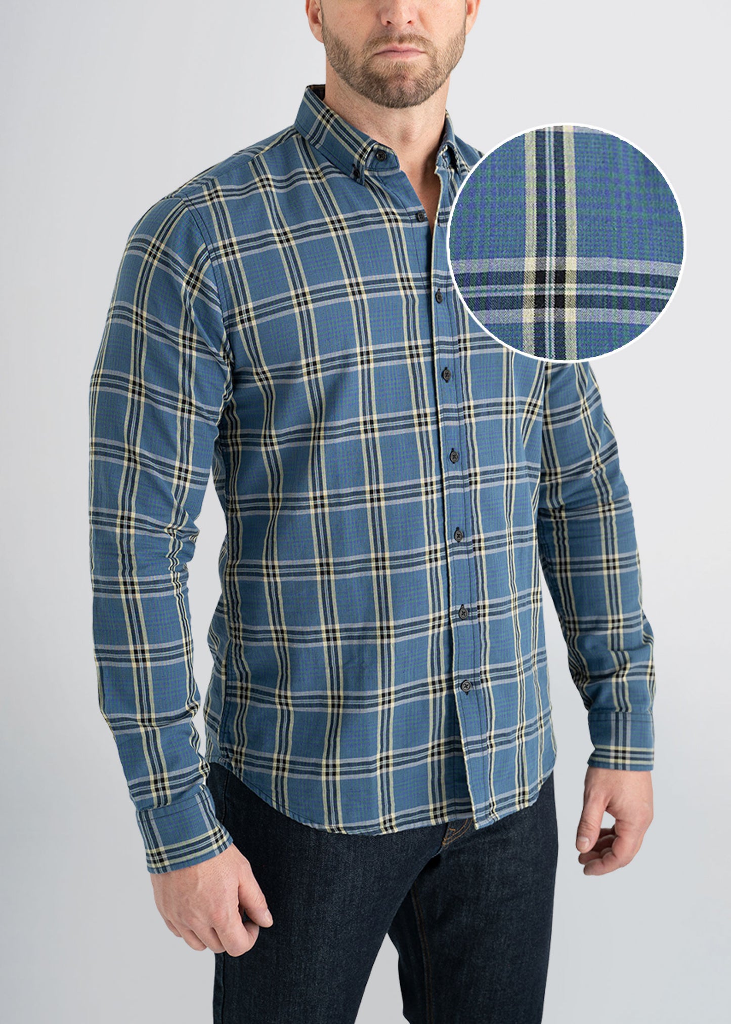american-tall-mens-double-weave-blueplaid-frontswatch